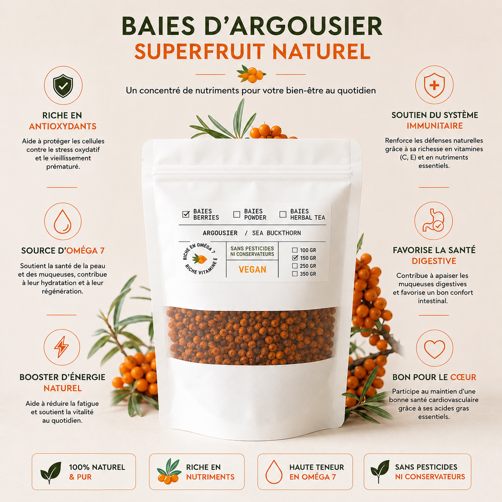 Baies d'Argousier Séchées - 150 g