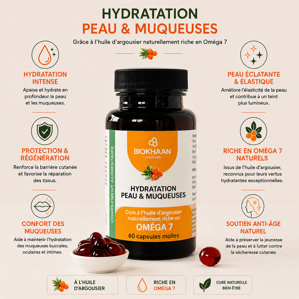 Oméga 7 Argousier - Hydratation des Muqueuses