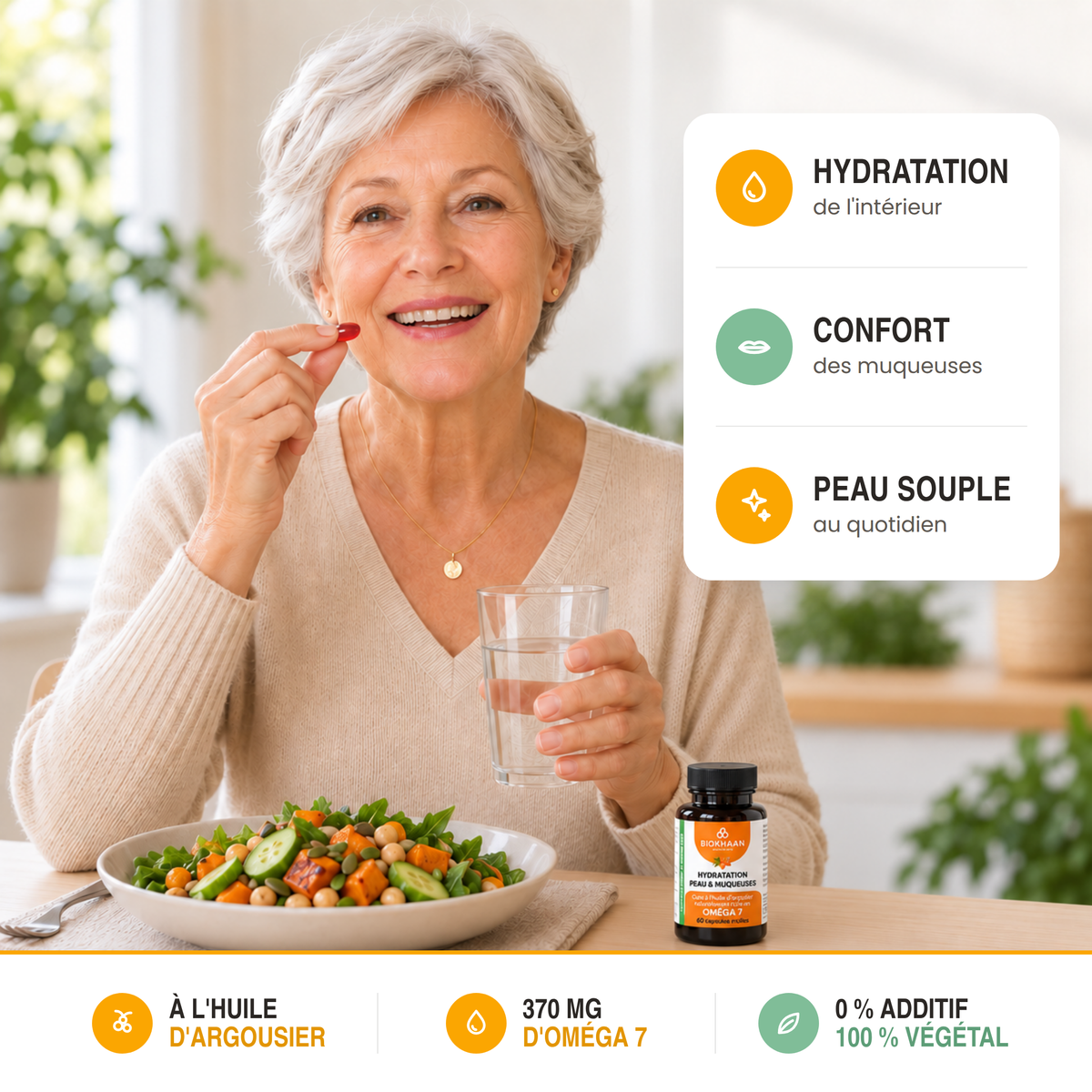 Capsules Oméga 7 Argousier 60 | Hydratation Muqueuses – BIOKHAAN